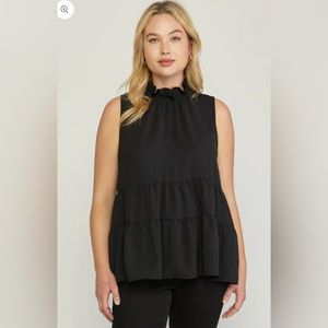 Mock Neck Tiered Sleeveless Tank - XL